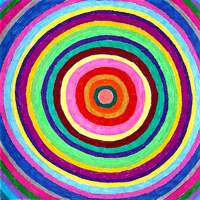 Dibujo en rotuladores de colores de un mandala