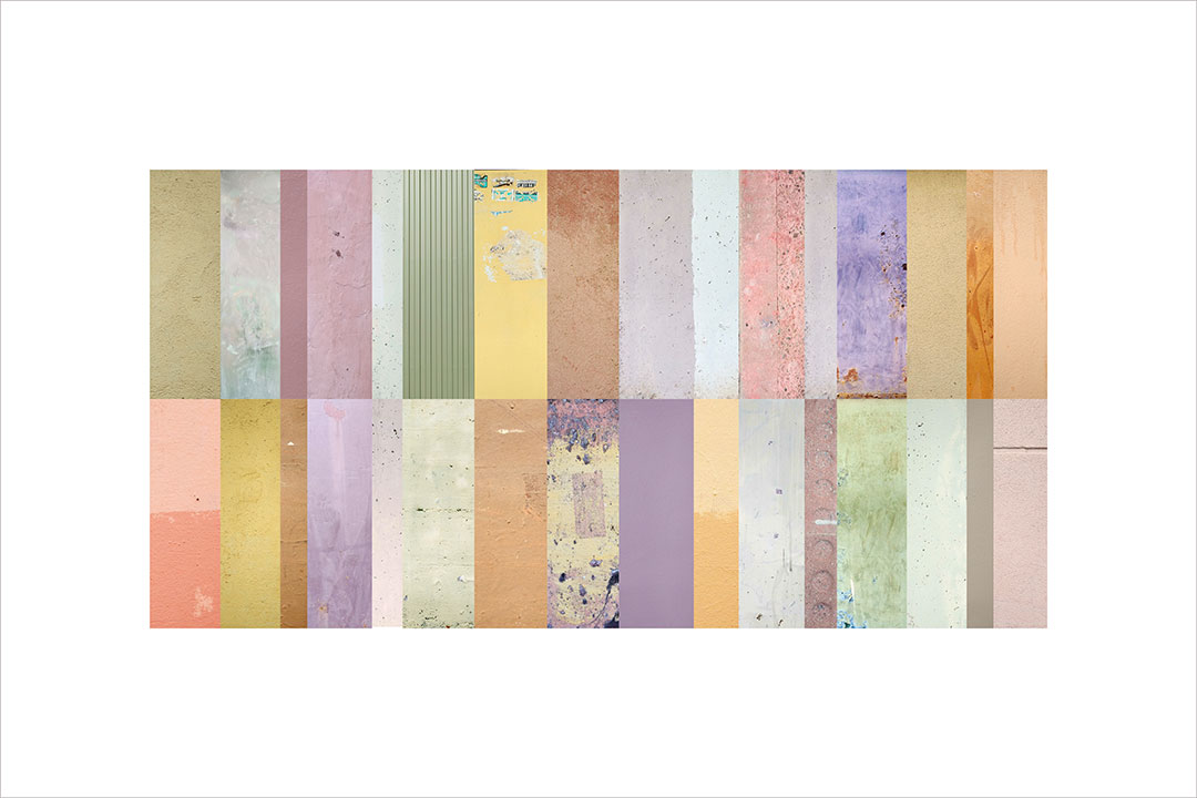 Collage con texturas fotográficas, composición en forma rectangular, multicolor.